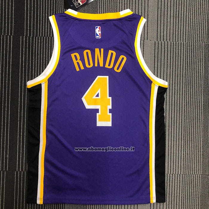 Maglia Los Angeles Lakers Rajon Rondo #4 Statement Edition 2021-22 Viola